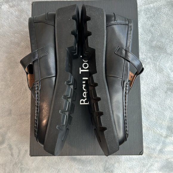 🎯NWB Beau Today Genuine Cow Leather T-Strap Loafers Black Size 6 - Picture 3 of 12